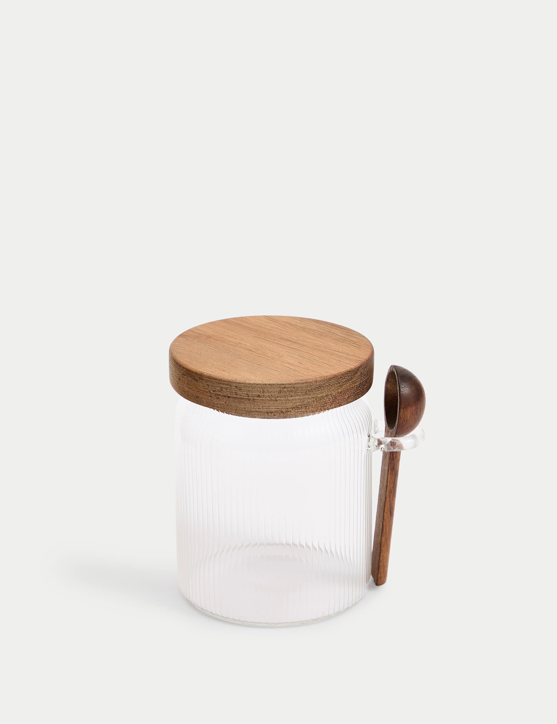 Ribbed Glass Sugar Pot
