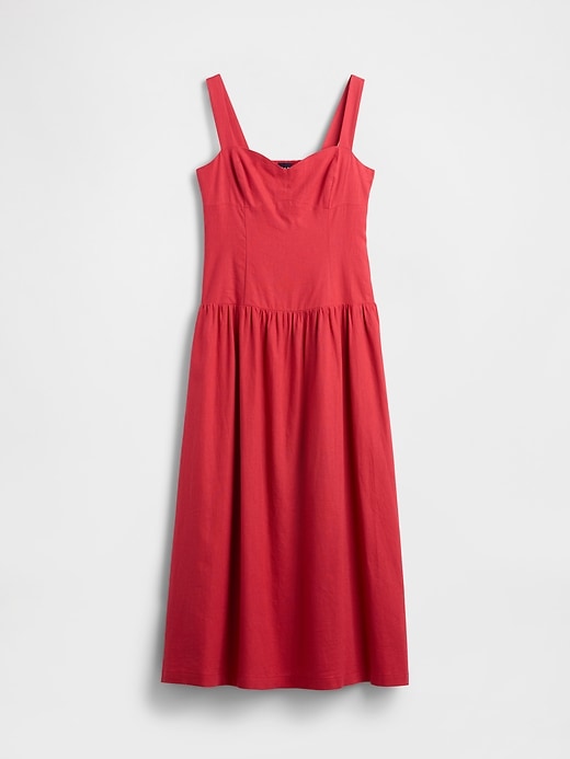 Linen-Blend Drop-Waist Corset Maxi Dress