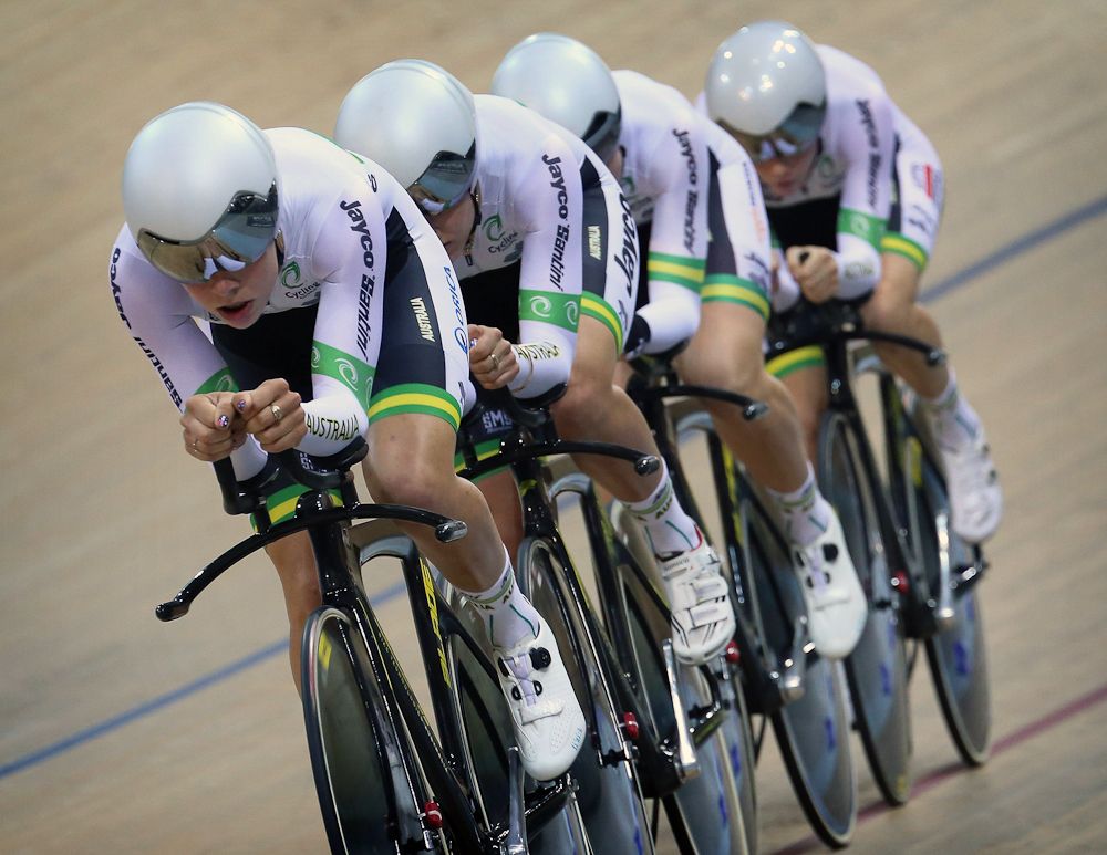 The Australian team pursuiters qualified with the best time Wednesday.