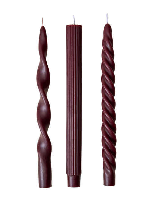 Assorted Drippy Taper Candles, Set of 3