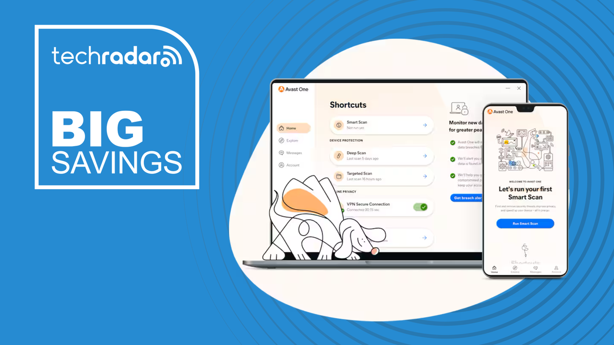 Avast One and TechRadar logo Big Savings