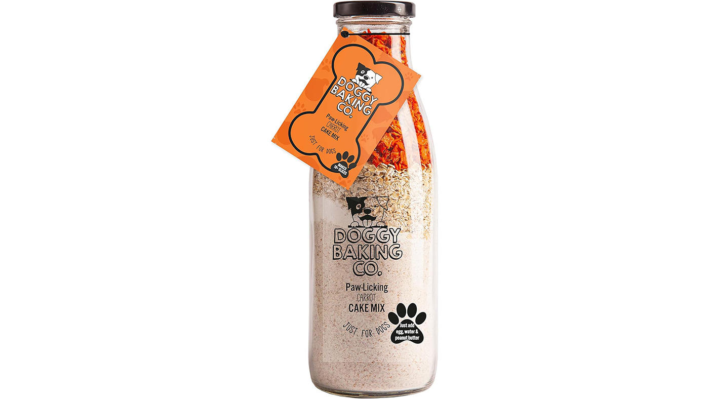 Dog cake mix in a bottle gift