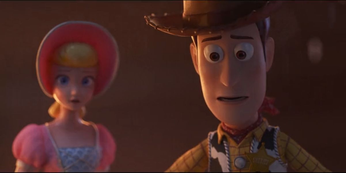 Woody and Bo Peep at the beginning of Toy Story 4