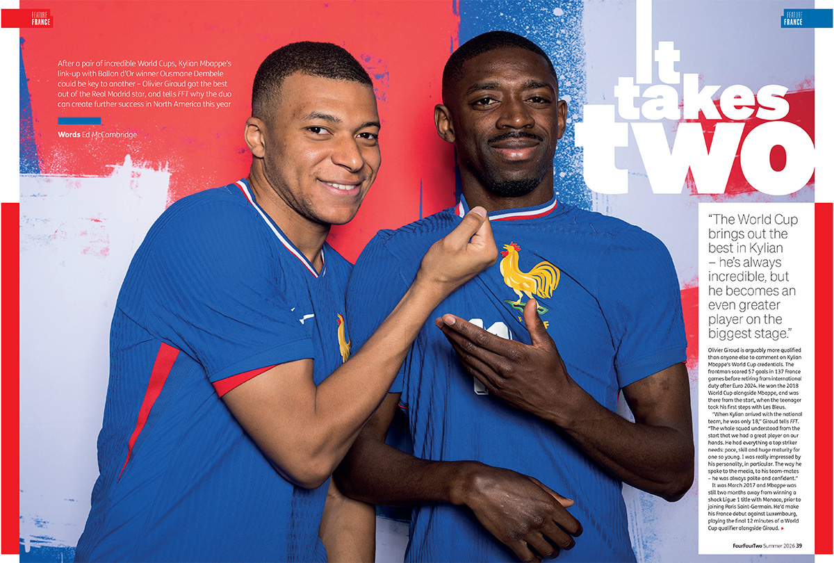 Pages from the July 2026 issue of FourFourTwo magazine