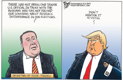 Political Cartoon U.S. Trump Russia no collusion Mueller report interference 2016 election