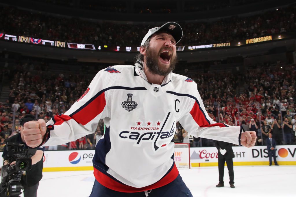 Alex Ovechkin of the Washington Capitals celebrates his team&amp;#039;s first-ever Stanley Cup win on Thursday.