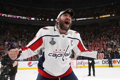 Alex Ovechkin of the Washington Capitals celebrates his team's first-ever Stanley Cup win on Thursday.