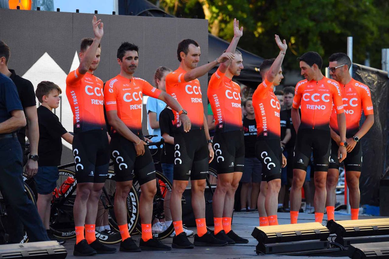CCC Team at the 2019 Tour Down Under presentation.