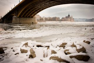 Danube River frozen