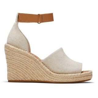 Tod's raffia wedge with tan ankle strap