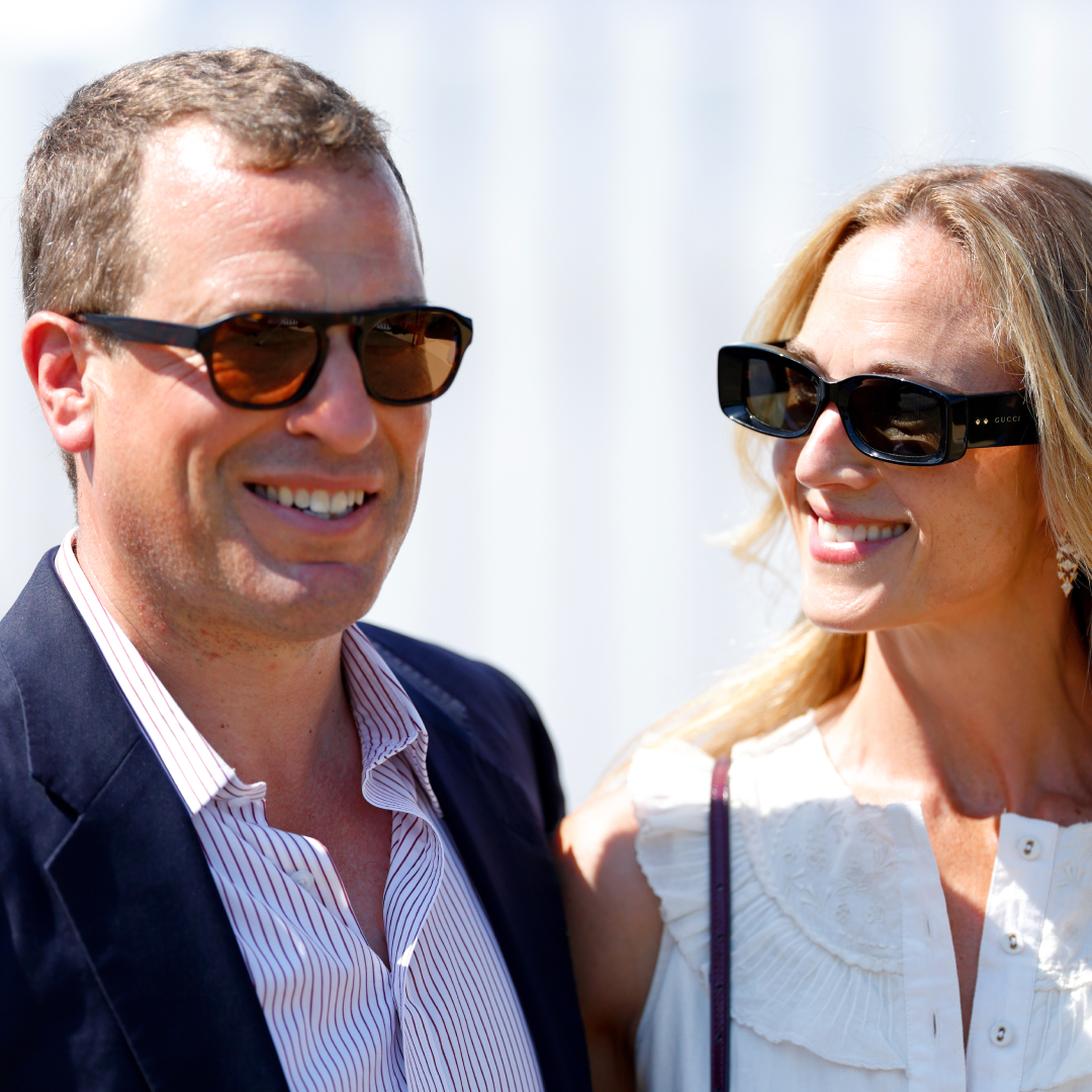 Peter Phillips and Harriet Sperling wearing sunglasses and smiling