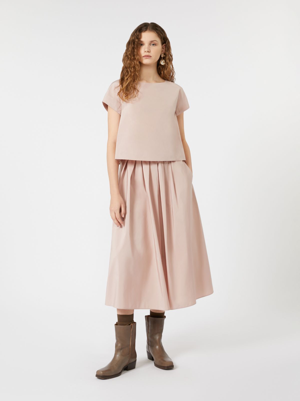 Midi Taffeta Skirt - Powder