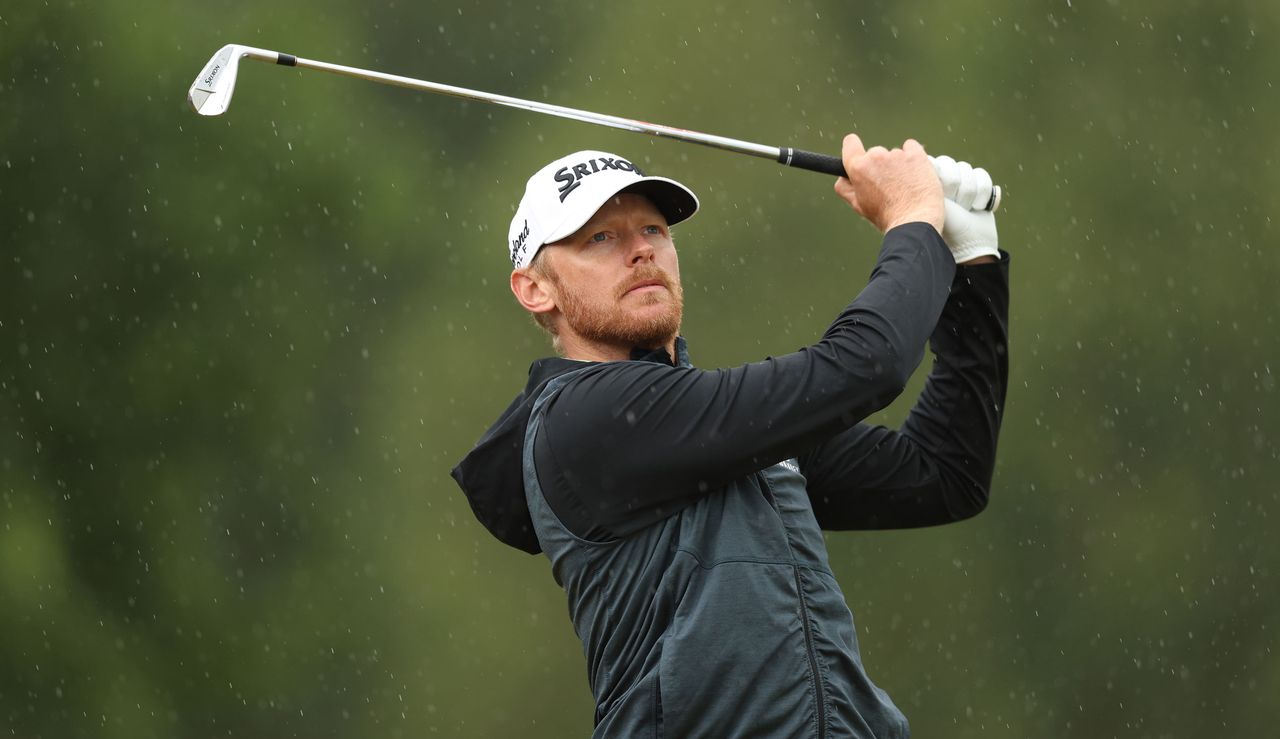 Sebastian Soderberg hits an iron shot and watches its flight