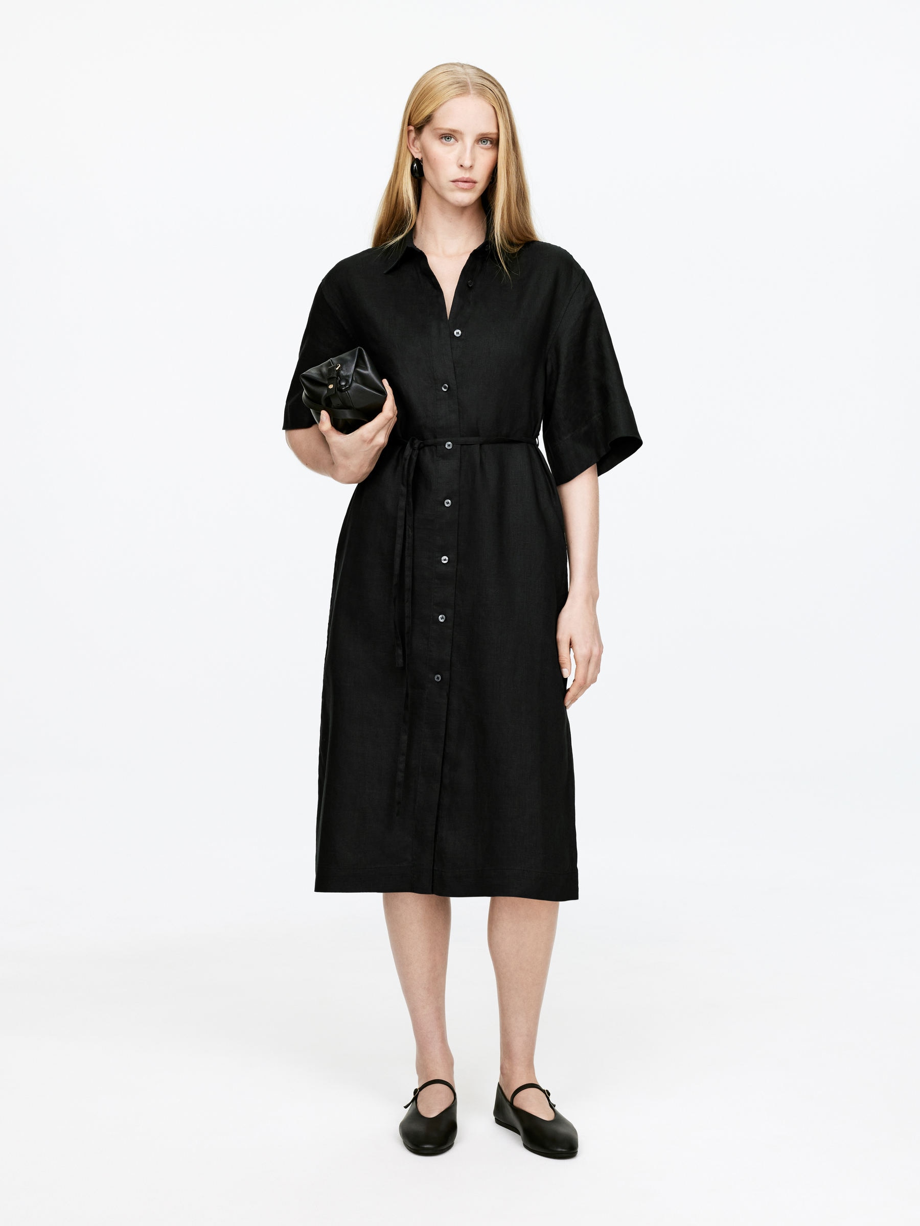 Linen Shirt Dress – Black – Women – Arket Gb