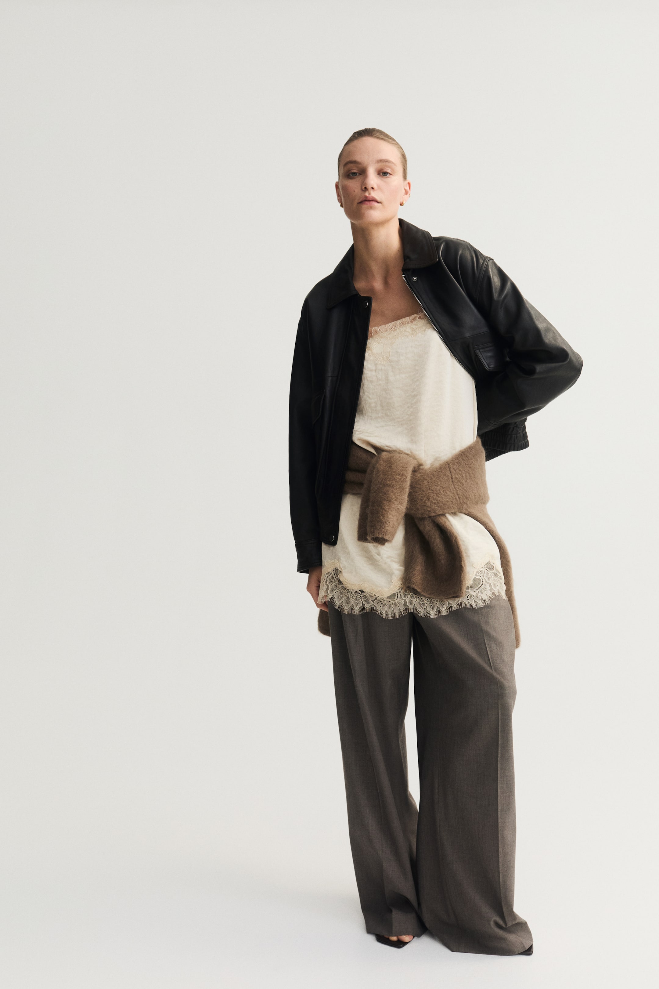 Lace-Trimmed Slip Dress - Cream