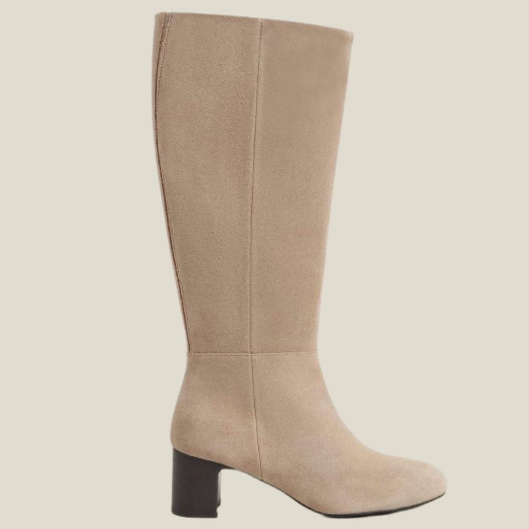 Hobbs Caroline Beige Suede Knee-High Boots