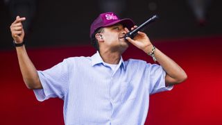 British rapper Loyle Carner performs live on stage during a concert during day 2 of Lollapalooza 2024