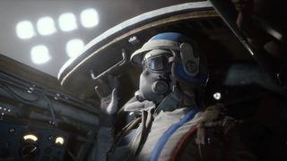 Arc Raiders player sits in launch tube with a helmet