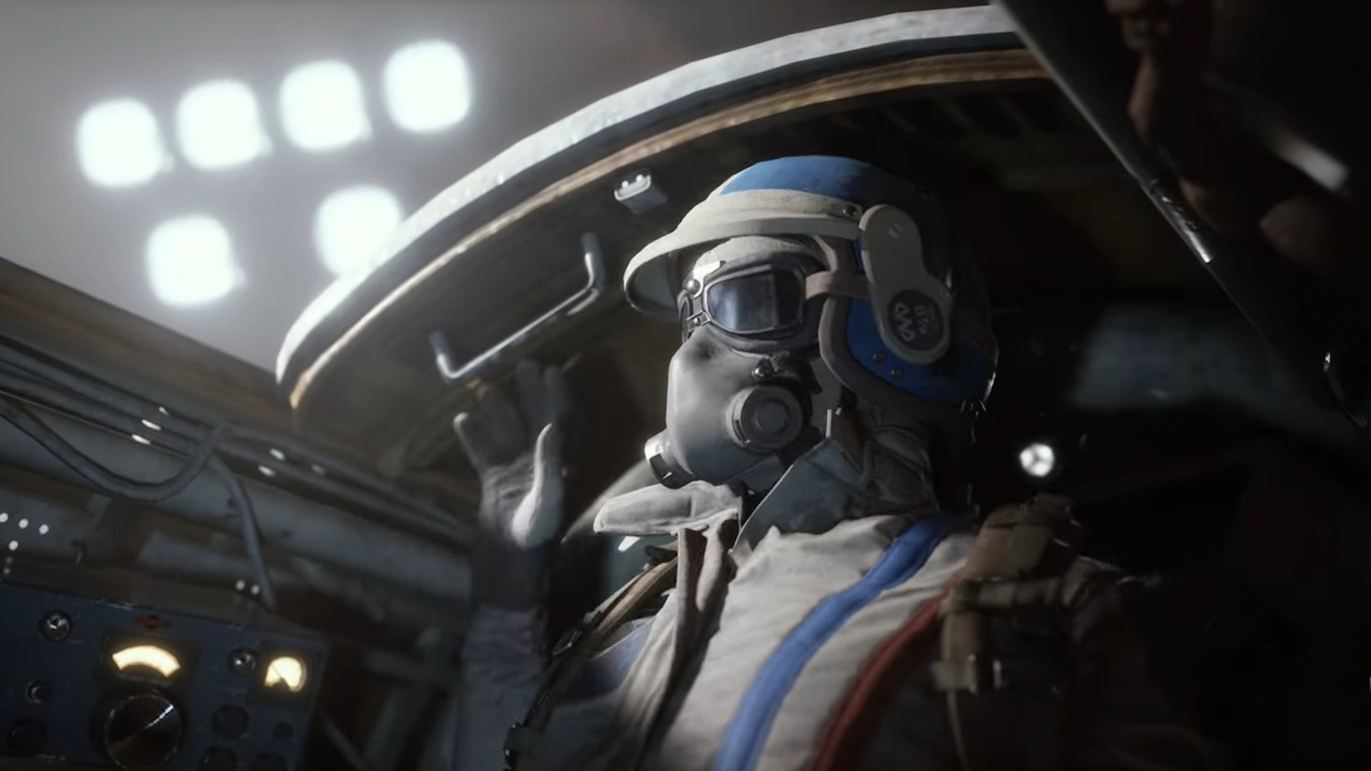 Arc Raiders player sits in launch tube with a helmet