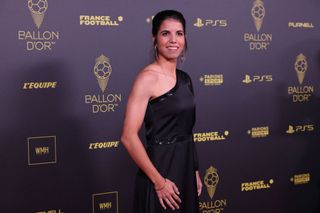 Spanish footballer Alba Maria Redondo Ferrer poses prior to the 2023 Ballon d'Or France Football award ceremony at the Theatre du Chatelet in Paris on October 30, 2023.