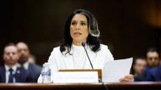 front shot of Tulsi Gabbard during confirmation hearings for her designated role as director of national intelligence