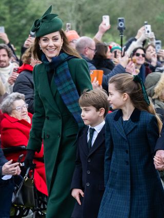 Kate Middleton with Prince Louis and Princess Charlotte, Sandringham 2024