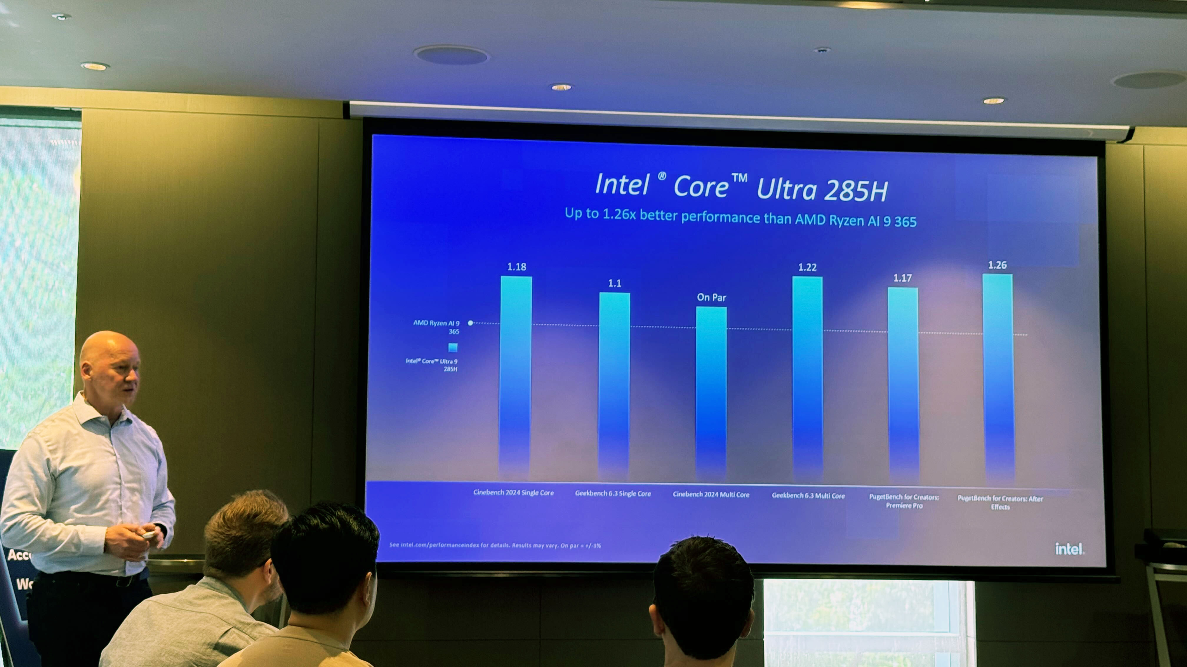 Intel's Roger Chandler speaking to an audience of press and analysts at a briefing during Computex in Taipei.