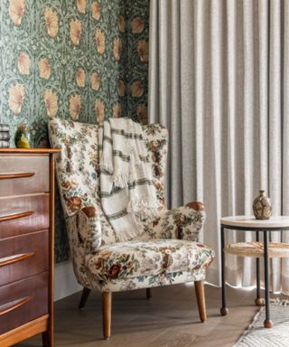 William Morris wallpaper day in arts and crafts house by Cortney Bishop