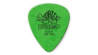 A Jim Dunlop Tortex guitar pick