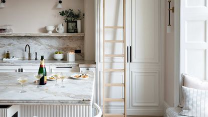 White kitchen with island