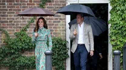 during a visit to The Sunken Garden at Kensington Palace on August 30, 2017 in London, England. The garden has been transformed into a White Garden dedicated in the memory of Princess Diana, mother of The Duke of Cambridge and Prince Harry.