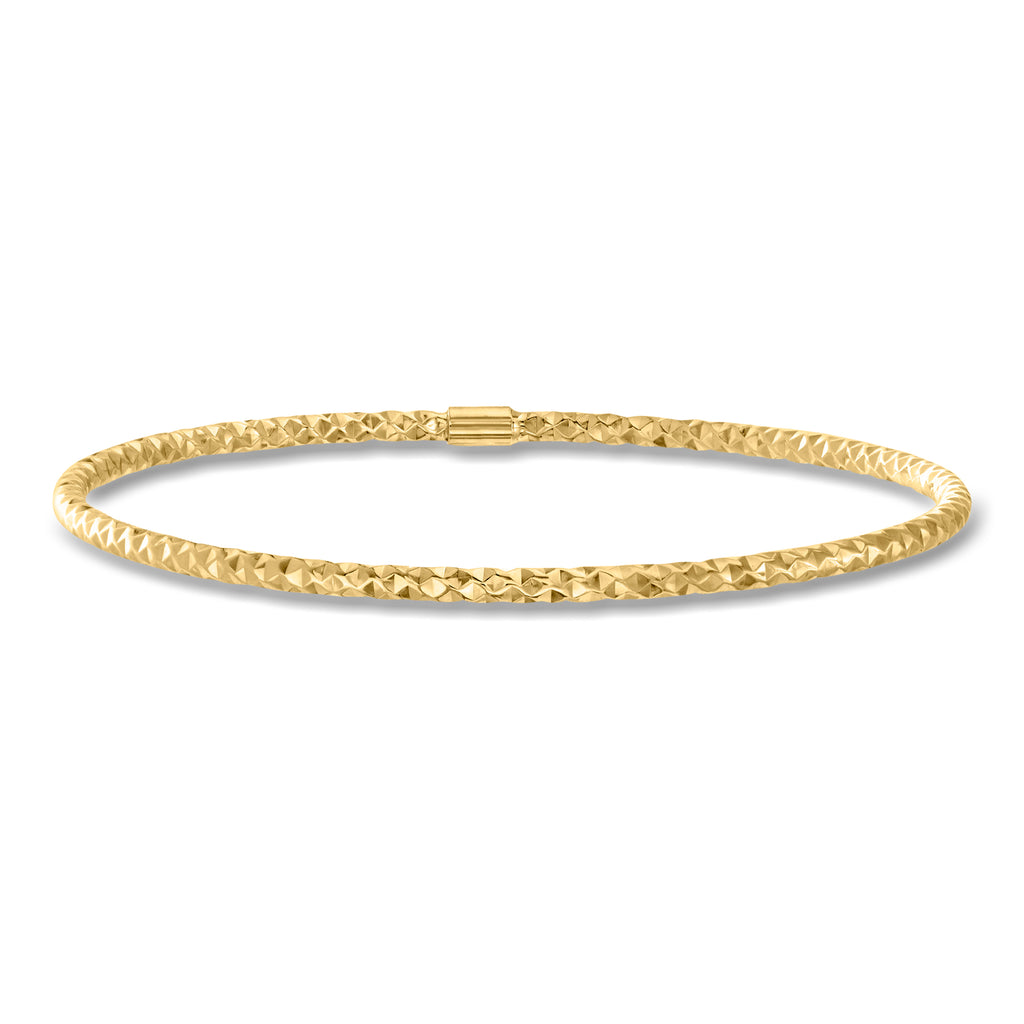 Italian 14kt Yellow Gold Hammered Bangle Bracelet