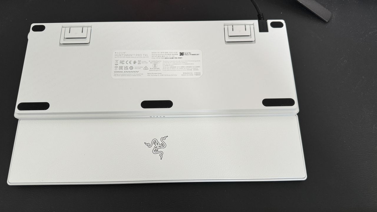 Razer's latest Huntsman V3 Pro TKL gaming keyboard on a desk.
