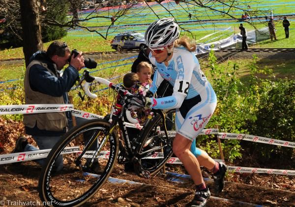 Natasha Elliot (The Cyclery) running the steps in the top ten racers