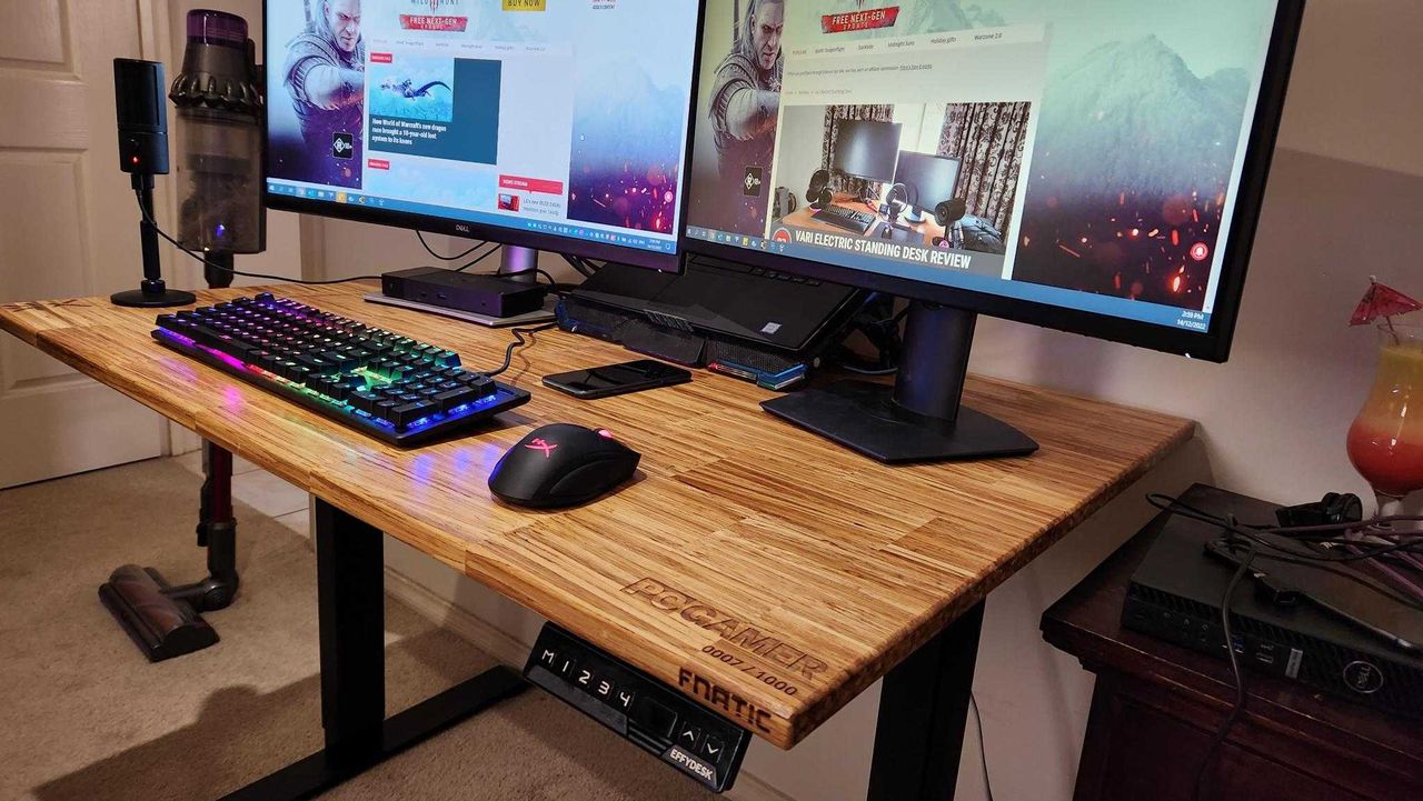 Recycled chopstick desk from ChopValue set up inside home.