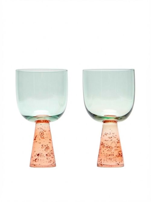 Yara Peach Bubble Wine Glasses Set of Two