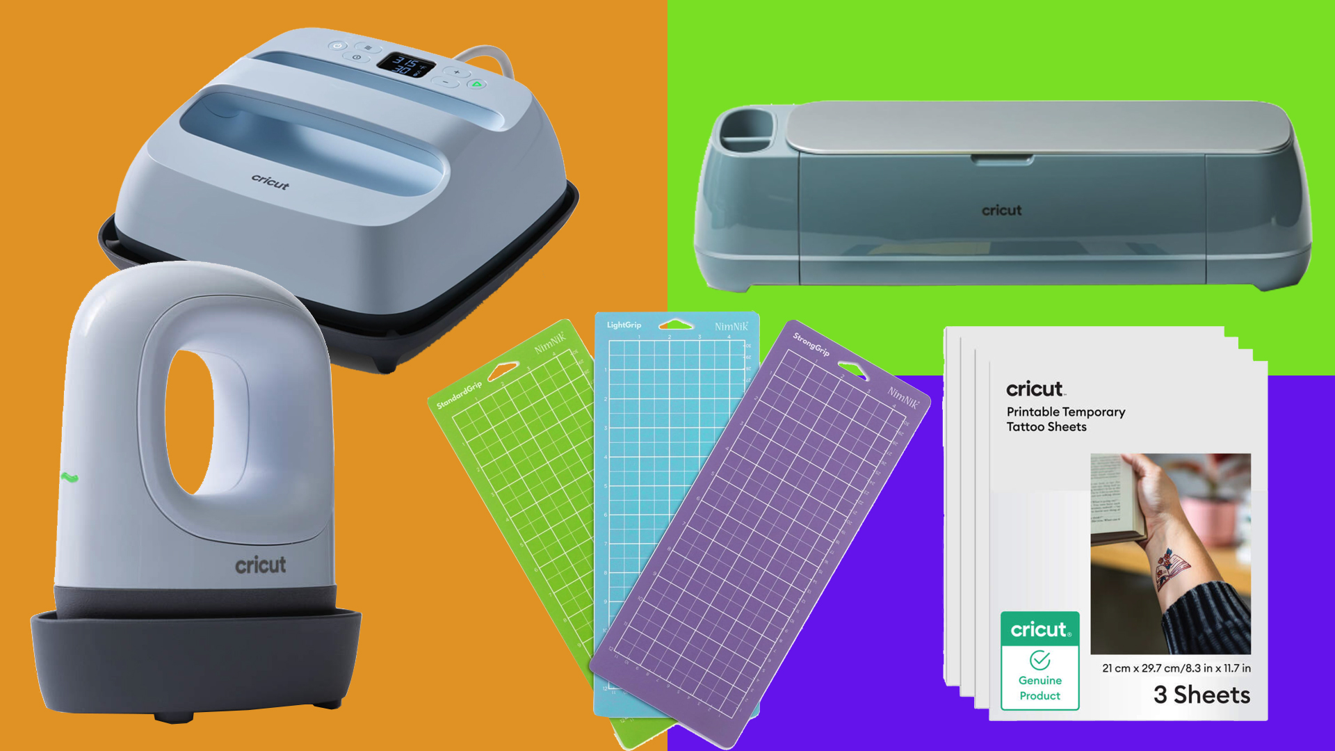 Cricut Prime Day products on a bright colourblock background