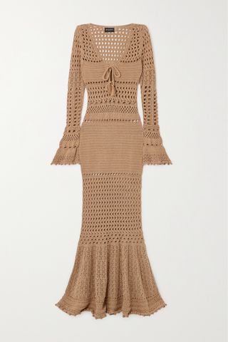 Sereno Metallic Crocheted Cotton-Blend Maxi Dress