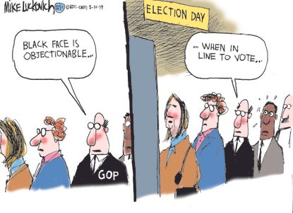 Political&nbsp;Cartoon&nbsp;U.S. Ralph Northam Virginia Blackface Racism Election Day 2020