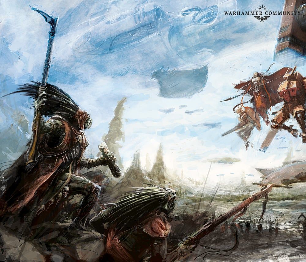 The Kroot meeting the T'au for the first time in Warhammer 40,000.