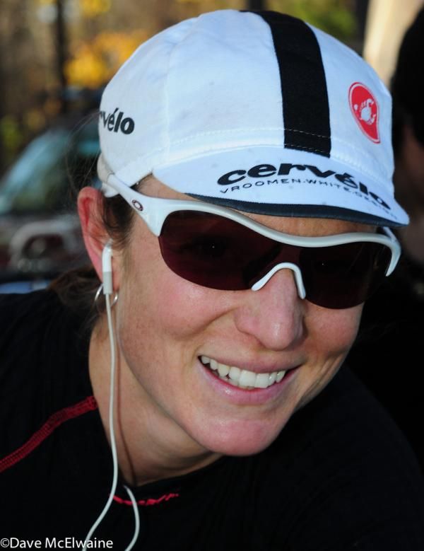 Christina Tamillo (Ladies First Racing) was rocking to some strange rap music while warming up on her trainer