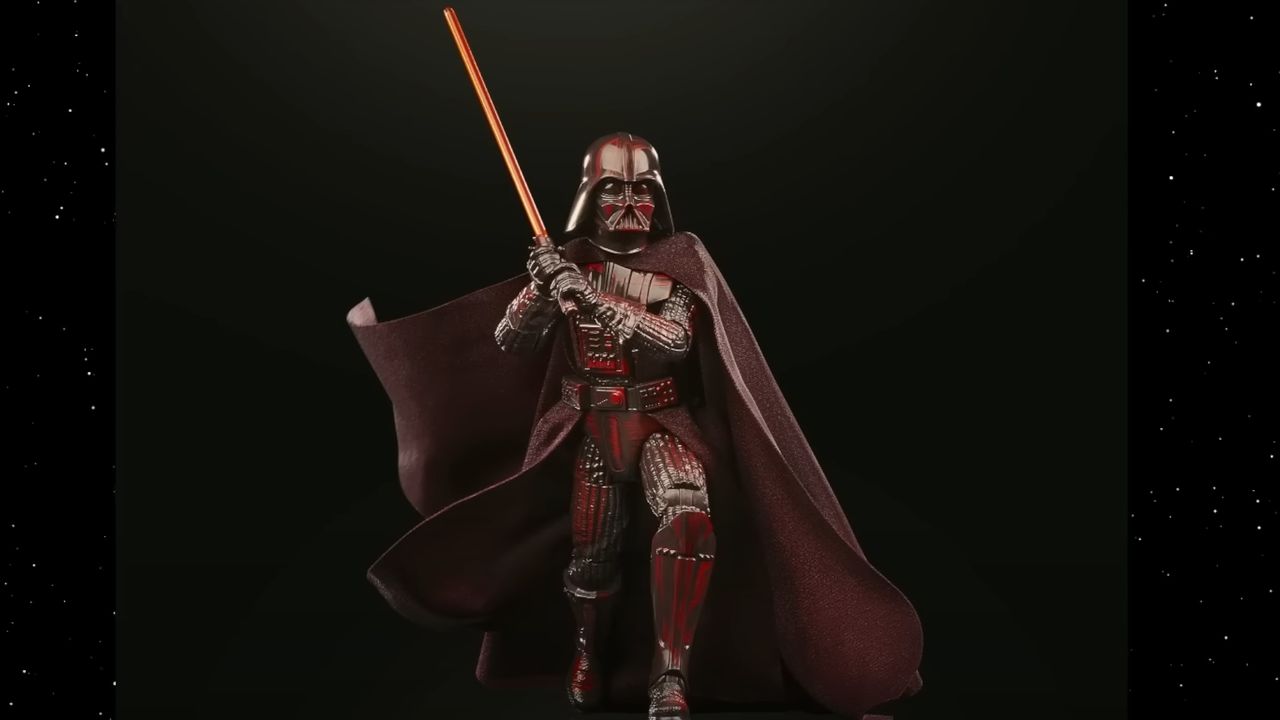 Star Wars The Black Series Revenge of the Jedi Darth Vader action figure on a black background