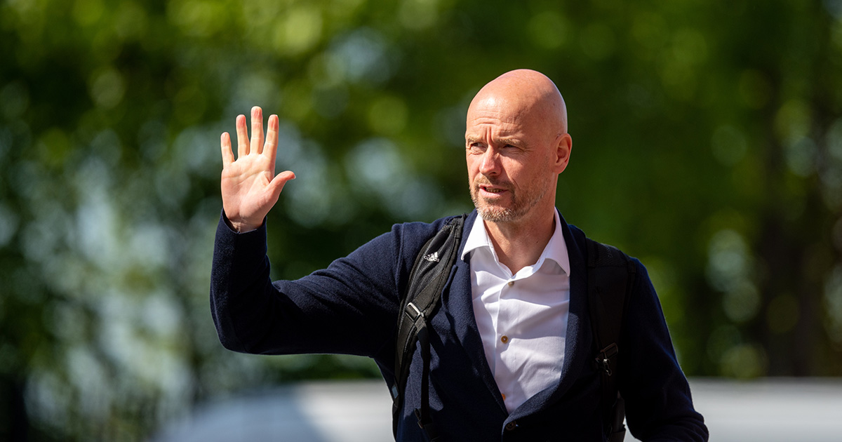 Manchester United manager Erik ten Hag arrives prior to the Premier League match between Manchester United and Wolverhampton Wanderers at Old Trafford on May 13, 2023 in Manchester, England.