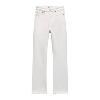 zara white jeans flat lay
