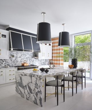 modern kitchen with marble island