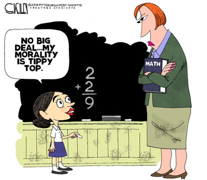 Political cartoon U.S. Alexandria Ocasio-Cortez morality math