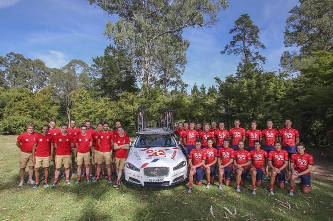 The 2015 Drapac team and staff after a training camp in Bright, Victoria