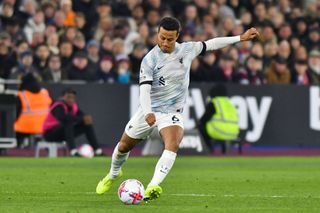 Thiago Alcantara of Liverpool in action during the Premier League match between West Ham United and Liverpool at the London Stadium, Stratford on Wednesday 26th April 2023. (Photo by Ivan Yordanov/MI News/NurPhoto via Getty Images)