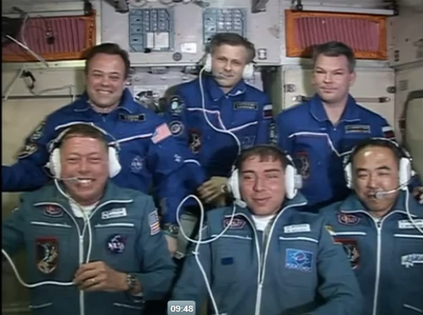 The six men of the International Space Station&#039;s Expedition 28 crew are not just devoted astronauts and cosmonauts, they&#039;re also devoted dads. Here, the crew speaks with their family and friends on June 12, 2011 after a Soyuz delivered three new crewmemb