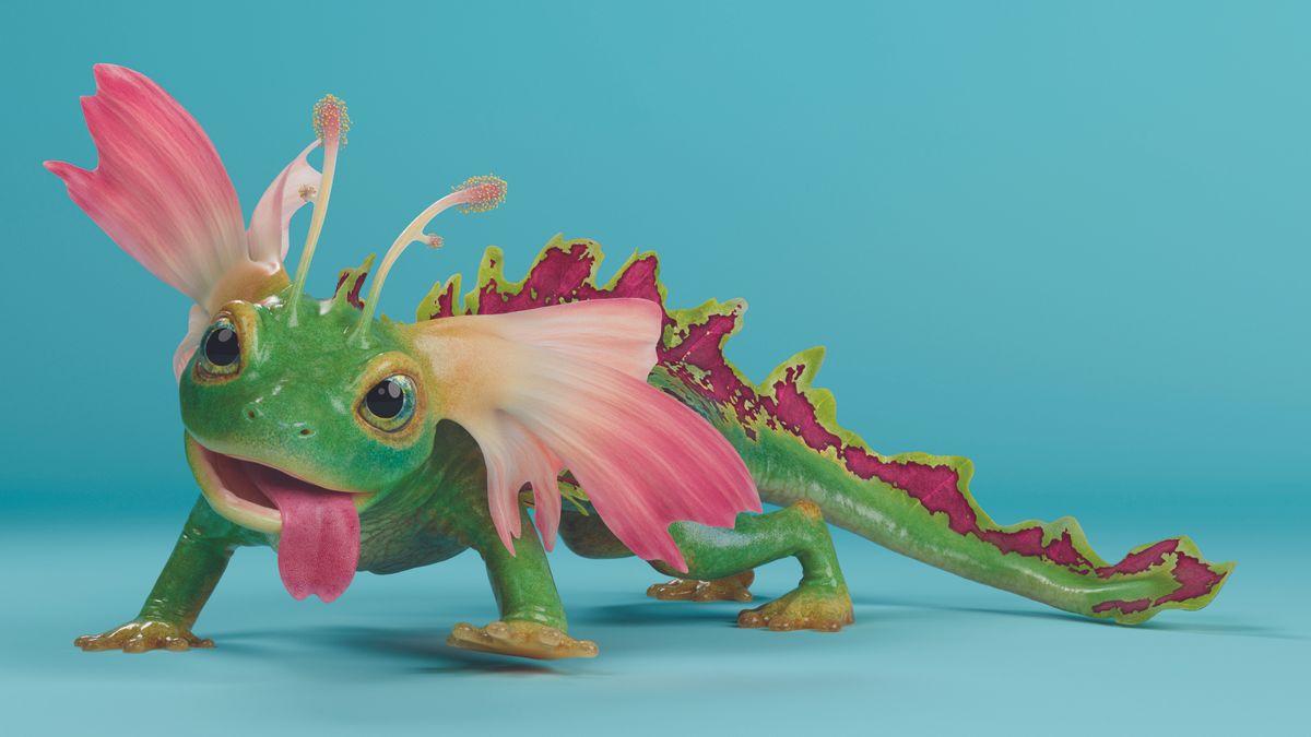 RenderMan 26 review; a 3D model of a lizard